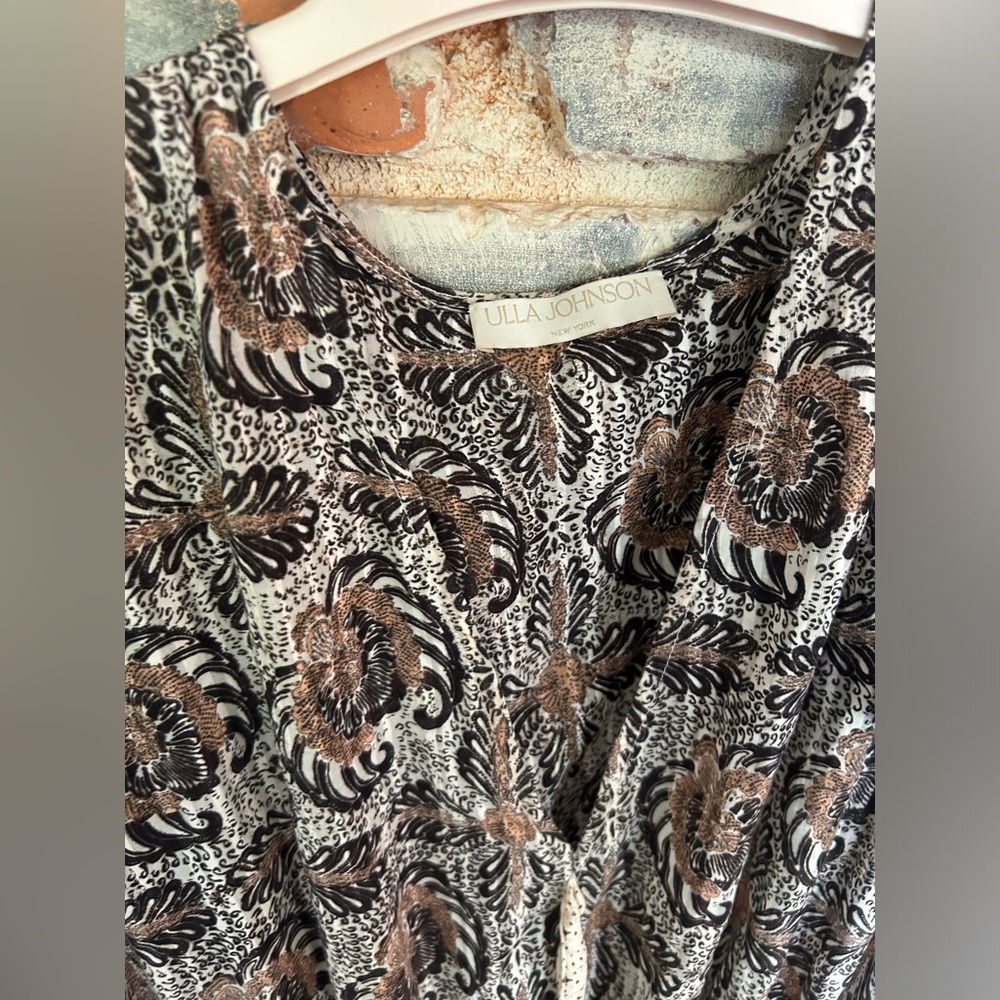 Ulla Johnson Black and Brown Patterned Dress - image 4